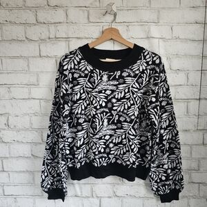 A.N.A. Floral Balloon Sleeve Sweater, XS
